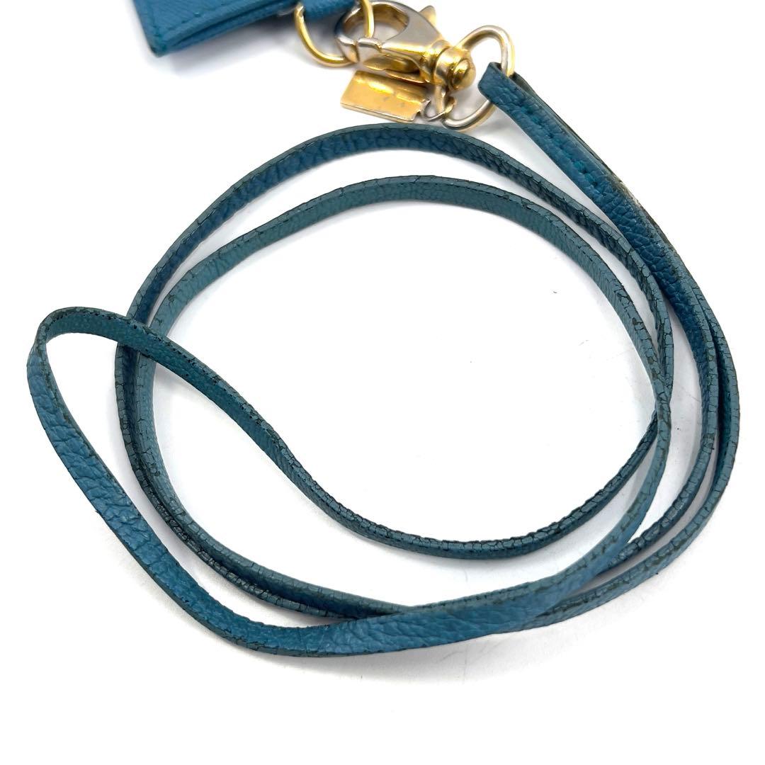 BVLGARI ブルガリ ネックストラップ ID パスケース レザー 水色 - メルカリ