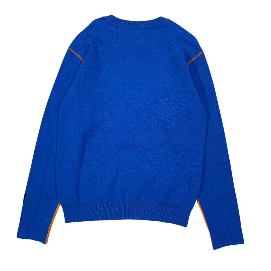 マークアンドロナ 長袖 ニット セーター 46 オレンジ ブルー ゴルフ