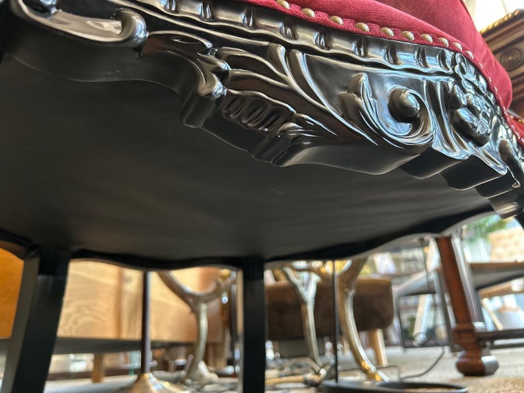 美品】クラシックロココ調 猫脚チェア 赤ベルベット 1人掛けソファ