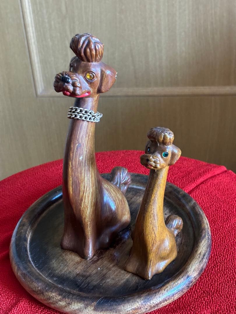 ビンテージプードルペア50's スタッフォードシャードック プードルペア - アンティークとテディベア