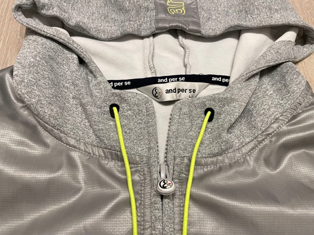 美品 and per se メンズ フード付きスエットパーカー LL グレー - メルカリ