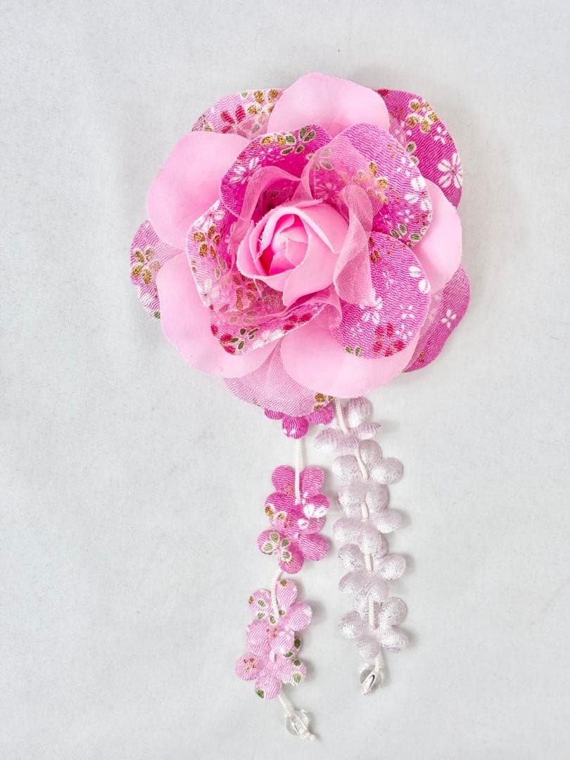 七五三　7ー8才女児　着物・はこせこセット　花々桜《子供493》#江戸小もーん