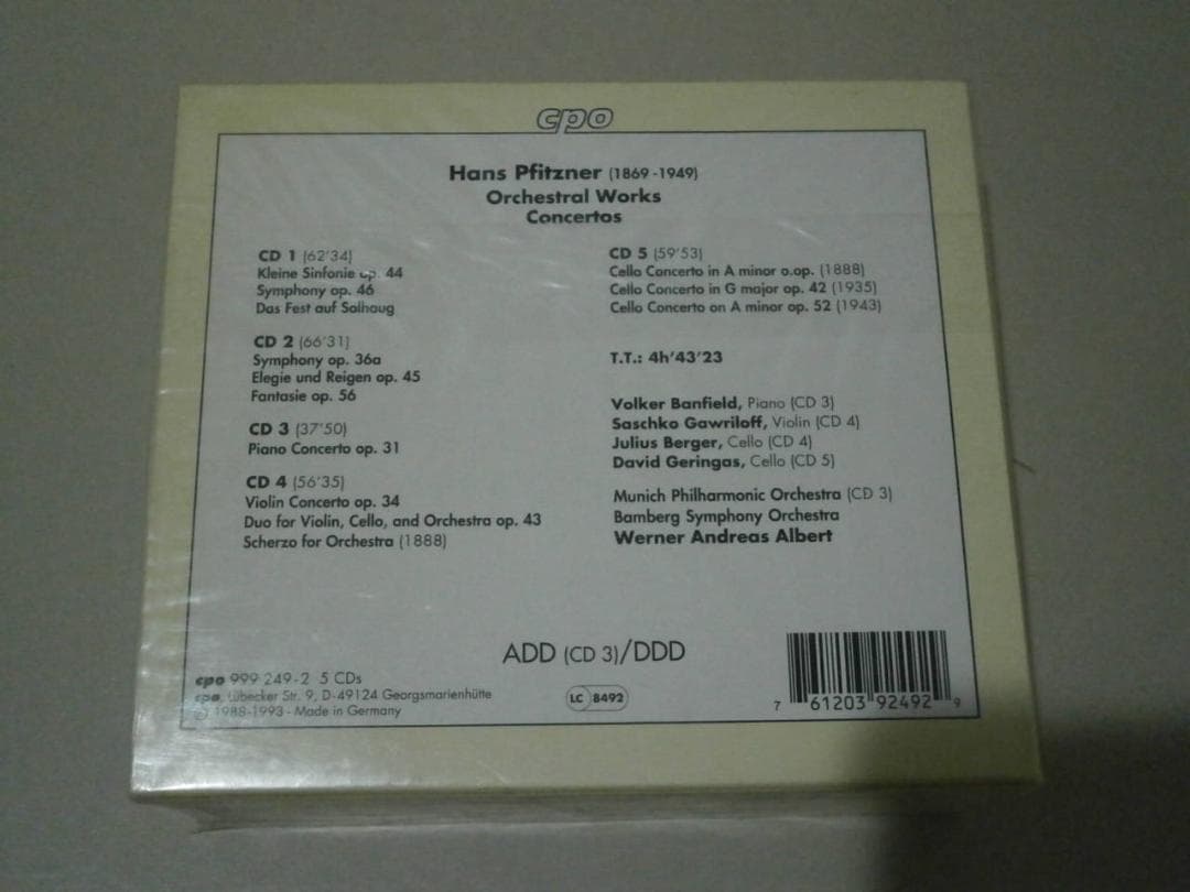 注文ページ プフィッツナー 交響曲 協奏曲 管弦楽曲 全集的CD 希少良品