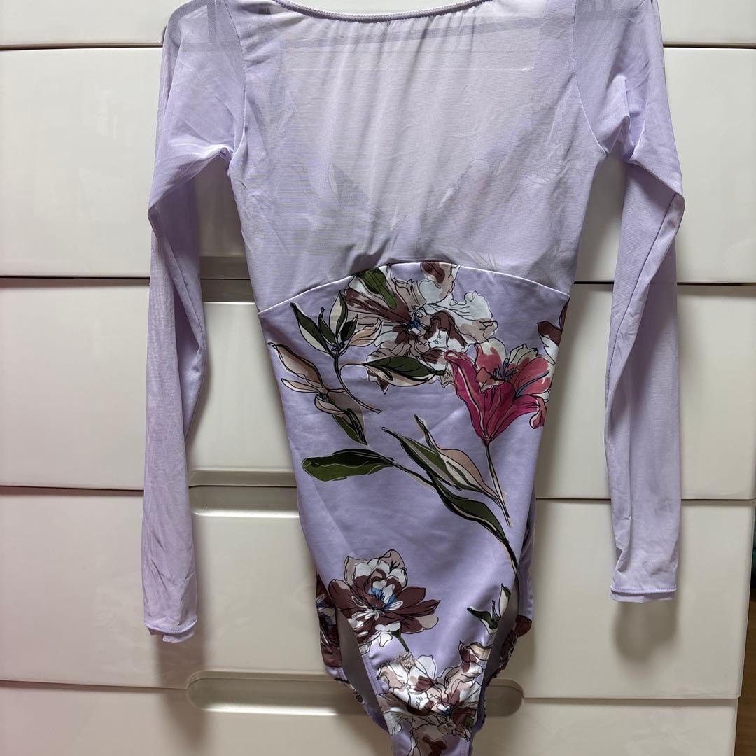 stina 花柄 長袖レオタード 薄紫色 stina / type O square / fantasy lilac