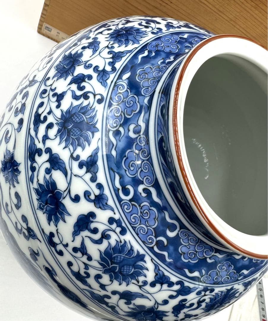 138 前畑陶器 庫山窯 花瓶大 龍(青) 共箱 - メルカリ