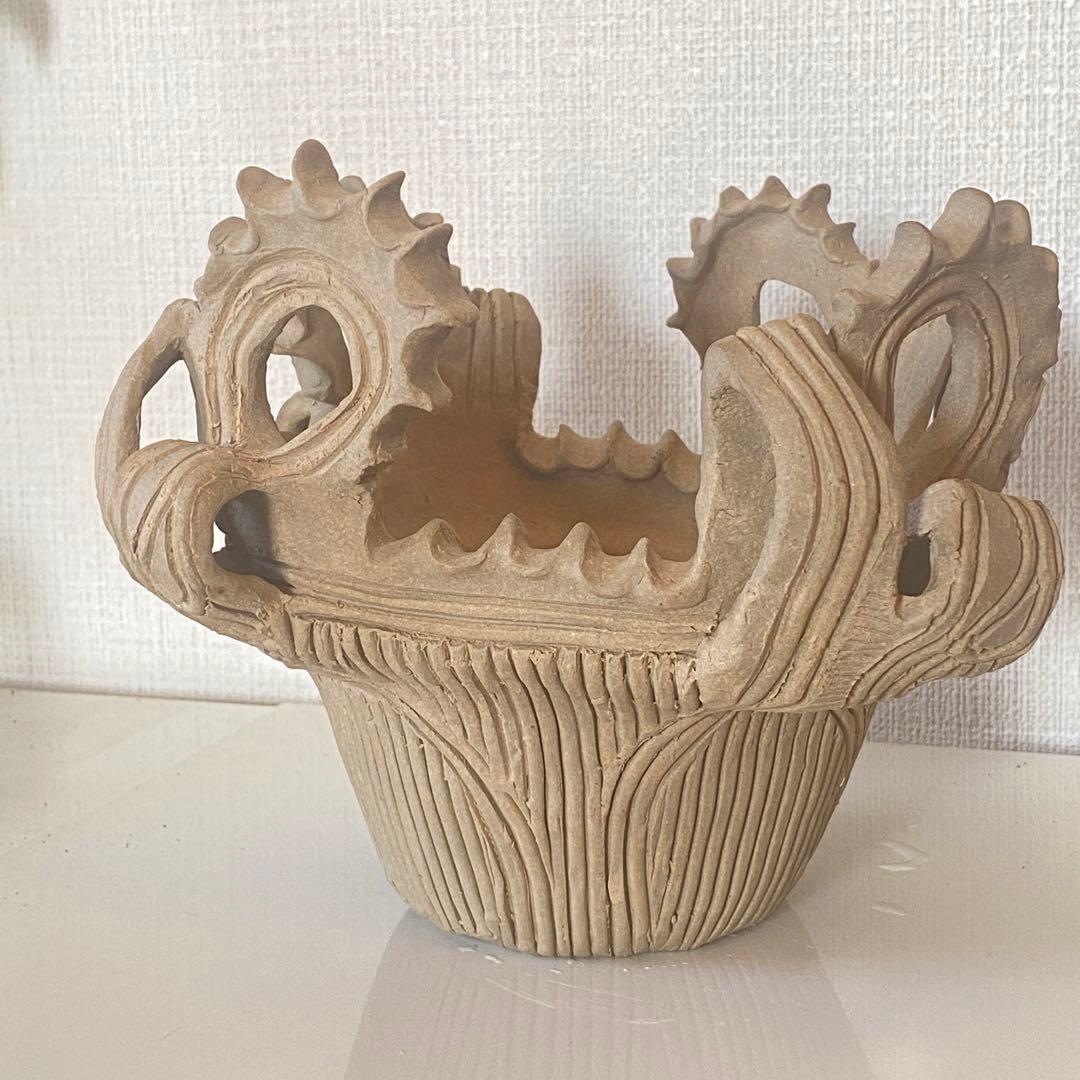 縄文土器デザイン 植木鉢02 本焼き 樹葉窯 - メルカリ