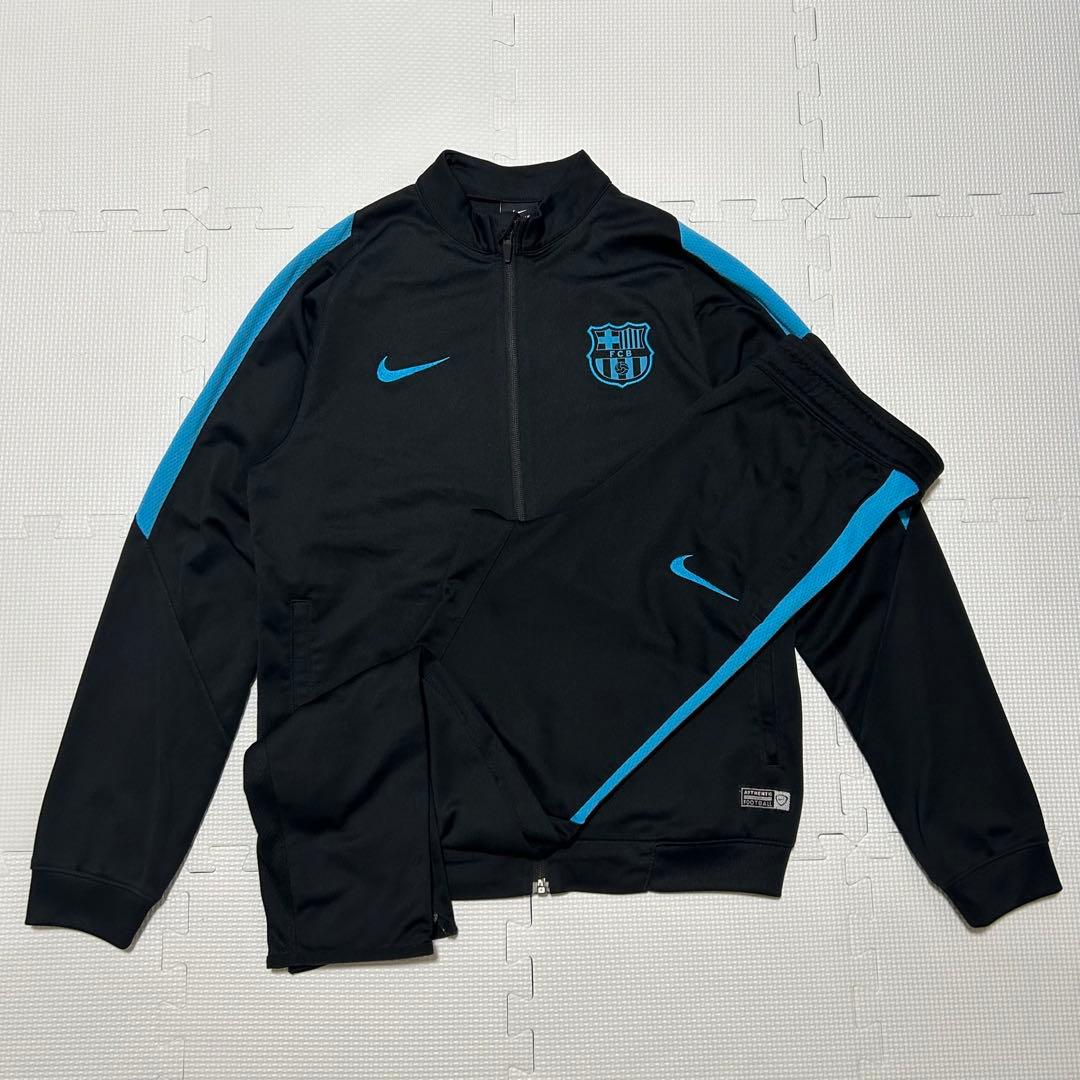 NIKE バルセロナ ジャージ セットアップ 黒×水色 Lサイズ 細身 刺繍