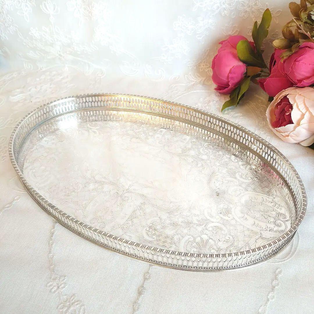 イギリス　アンティーク　シルバートレイ　シルバートレー　銀盆 Tray / トレイ〈トレー・お盆・シルバー食器・シルバートレイ