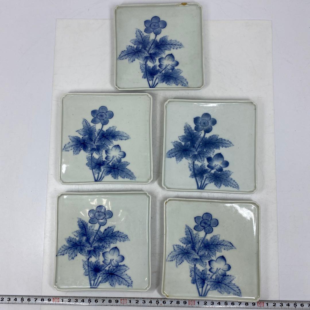 鍋島焼 花柄 角皿 5枚 14×14cm 東キ7-0824☆2F トコヒ - メルカリ