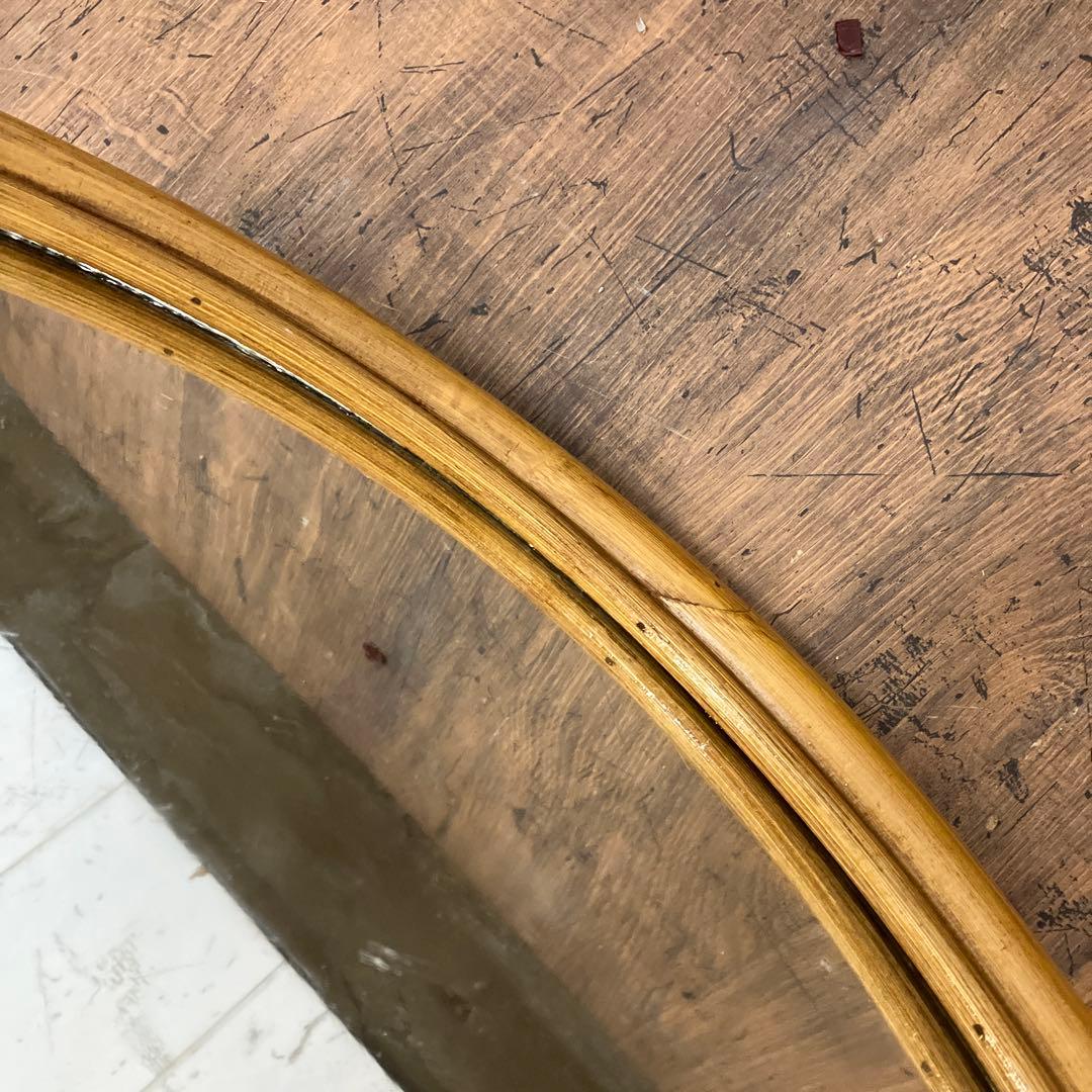 □A-壁 昭和レトロ ニチハン 木製 丸型鏡 ラウンドミラー ウォールミラー