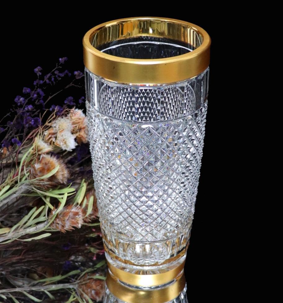 オールド・バカラ 1900年 大型サイズ 25cm 1.3kg 金彩 花瓶