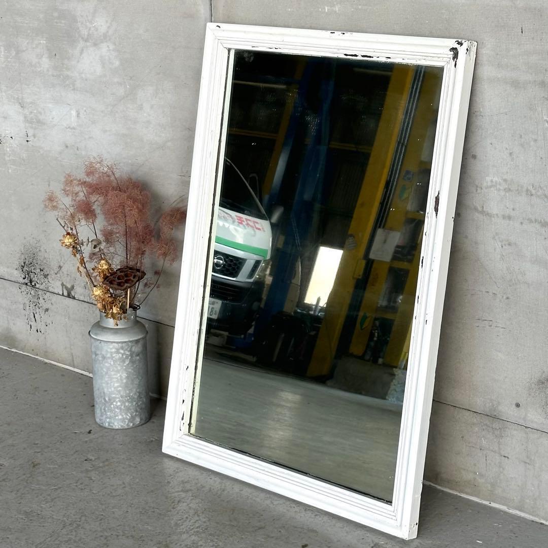 ☆70s☆アンティーク ウッドフレーム 大型 姿見ミラー 壁掛け鏡