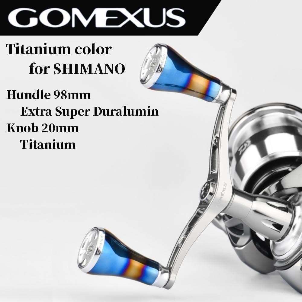 ゴメクサス　ダブルハンドル　チタンノブ　チタンカラー　98mm シマノ用 mys98t20bkrd2.jpg