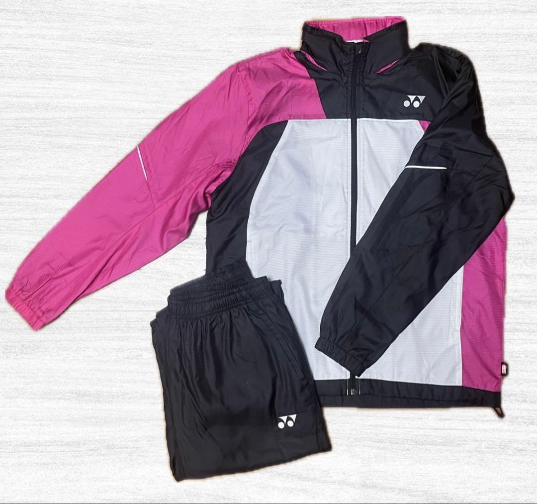 YONEX ウィンドブレーカー 上下セットM Lピンク ブラック - メルカリ