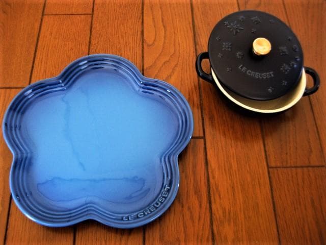 明日終了～ルクルーゼのミニマルミット＆フラワープレート（L）セット