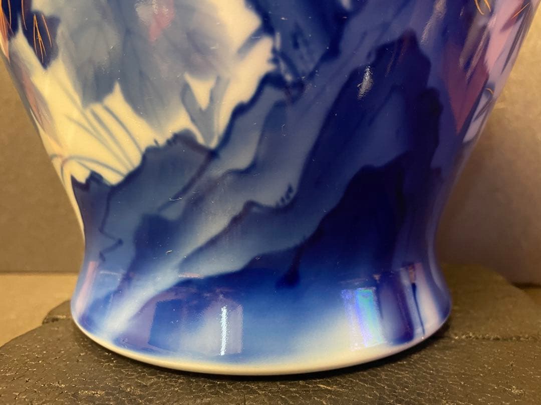 深川製磁 壺 花瓶 梅芙蓉 瑠璃 金彩 宮内庁御用達 高級花瓶 - メルカリ