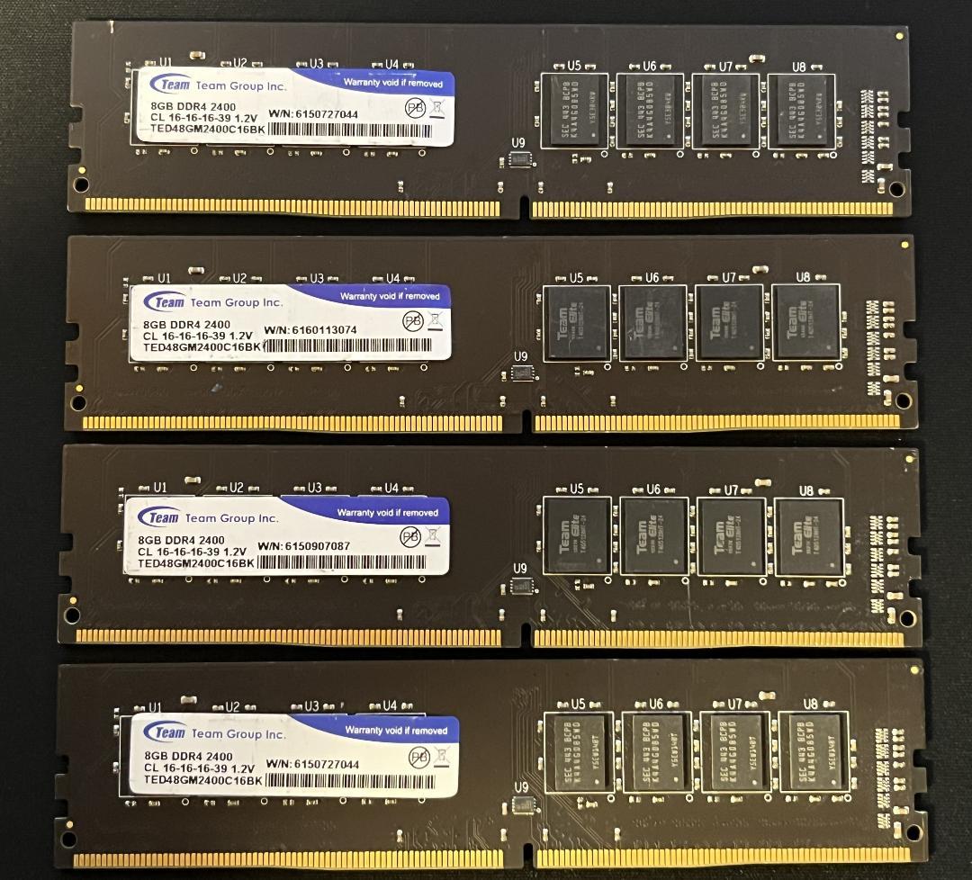 【中古品】Team 8GB DDR4 メモリー 計32GB(8GBx4枚) 2026年最新】Yahoo!オークション -メモリー team ddr4(コンピュータ)の