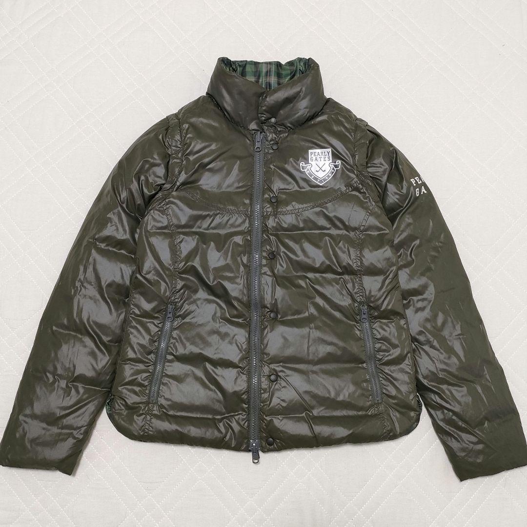 パーリーゲイツ 4way リバーシブル ダウンジャケット ベスト チェック ロゴ