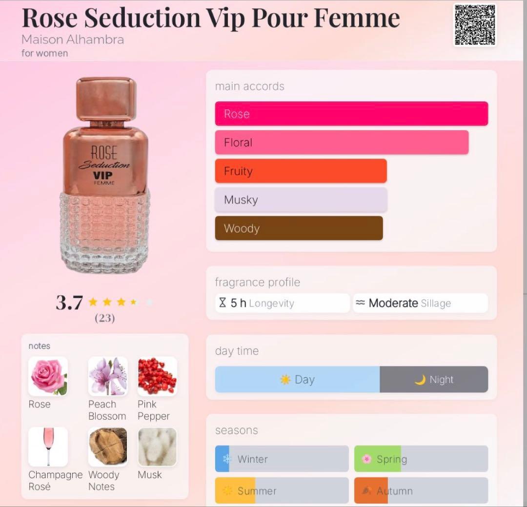 ROSE SEDUCTION VIP POUR FEMME 100ml - メルカリ