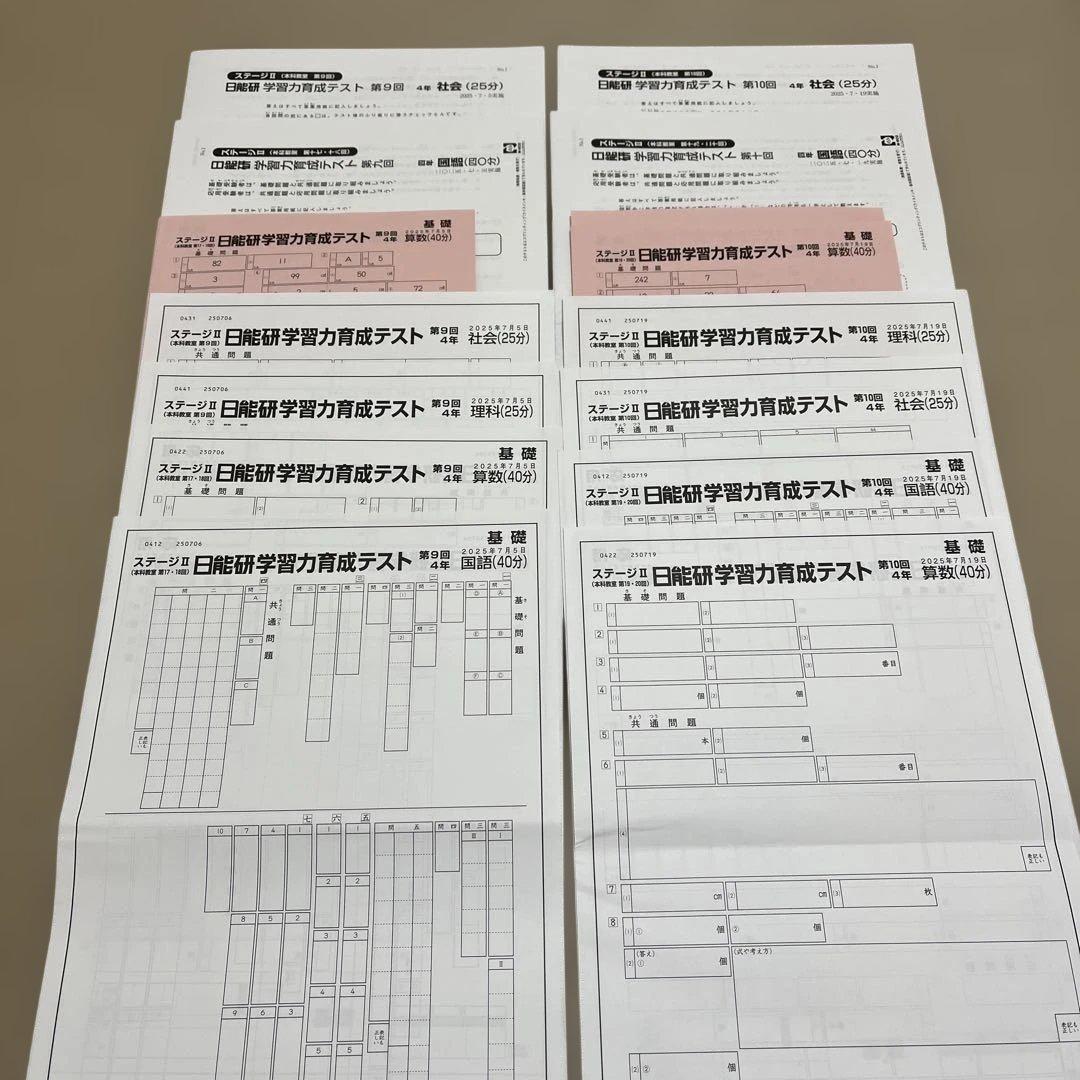 未使用❗️2025年 日能研 4年 ステージⅡ育成テスト⑨⑩ - メルカリ