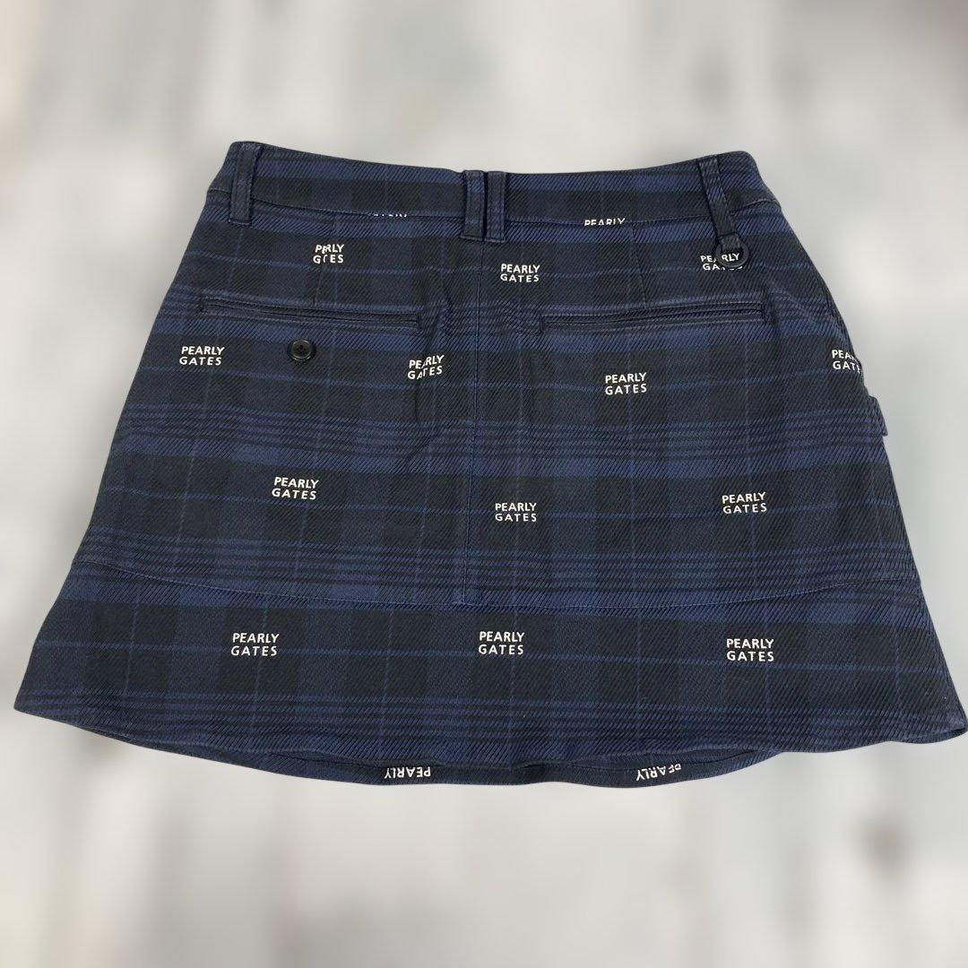 PEARLY GATES レディースチェック柄スカート ネイビー - メルカリ
