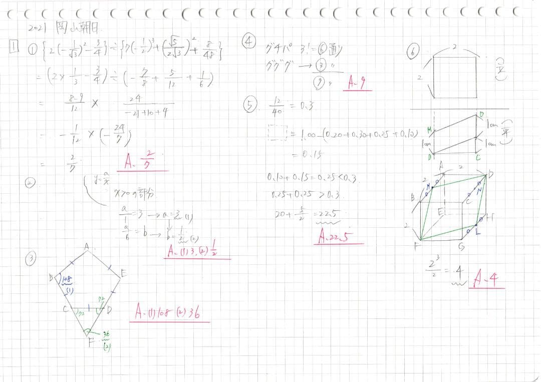 塾講師オリジナル数学解説 全問動画付 岡山朝日 高校入試 2019-25 過去
