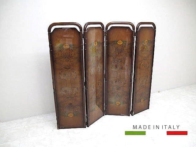 イタリア製 ヴィンテージ 象嵌細工 バール材 4連パーテーション ※蝶番ダメージ EIS-A04｜商品検索｜タイルの名古屋モザイク工業株式会社