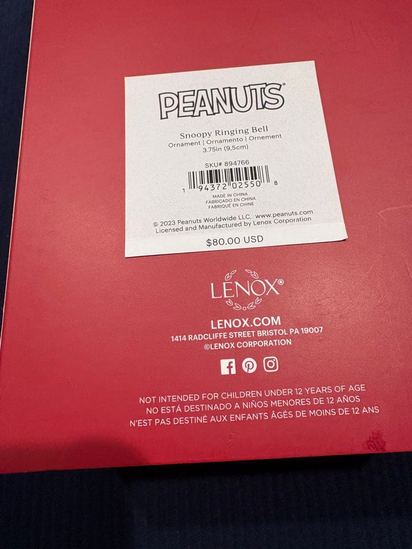 LENOX Snoopy Ringing Bell 新品未使用 - メルカリ