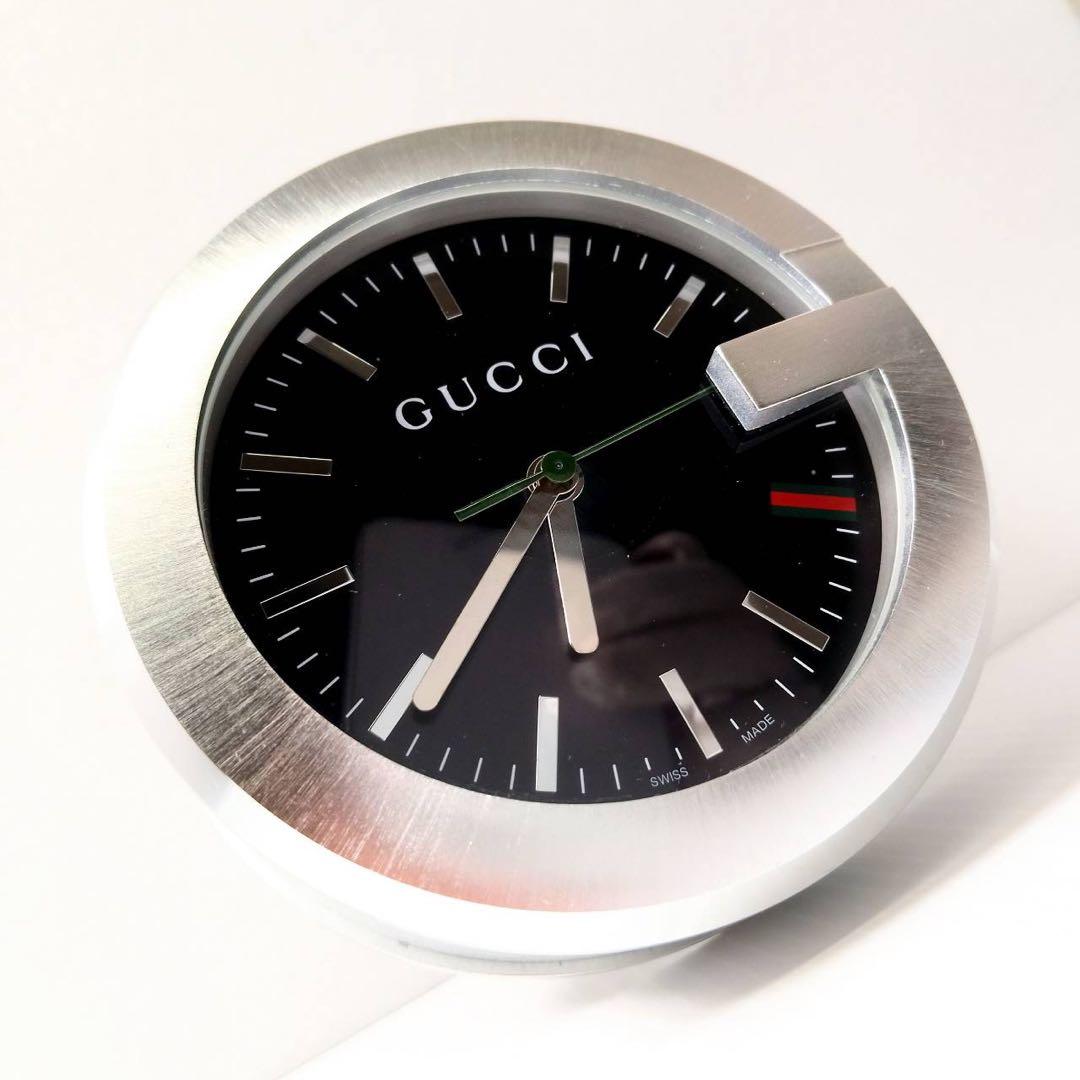 GUCCI 置時計 ブラック/シルバー 201 SWISS MADE クォーツ