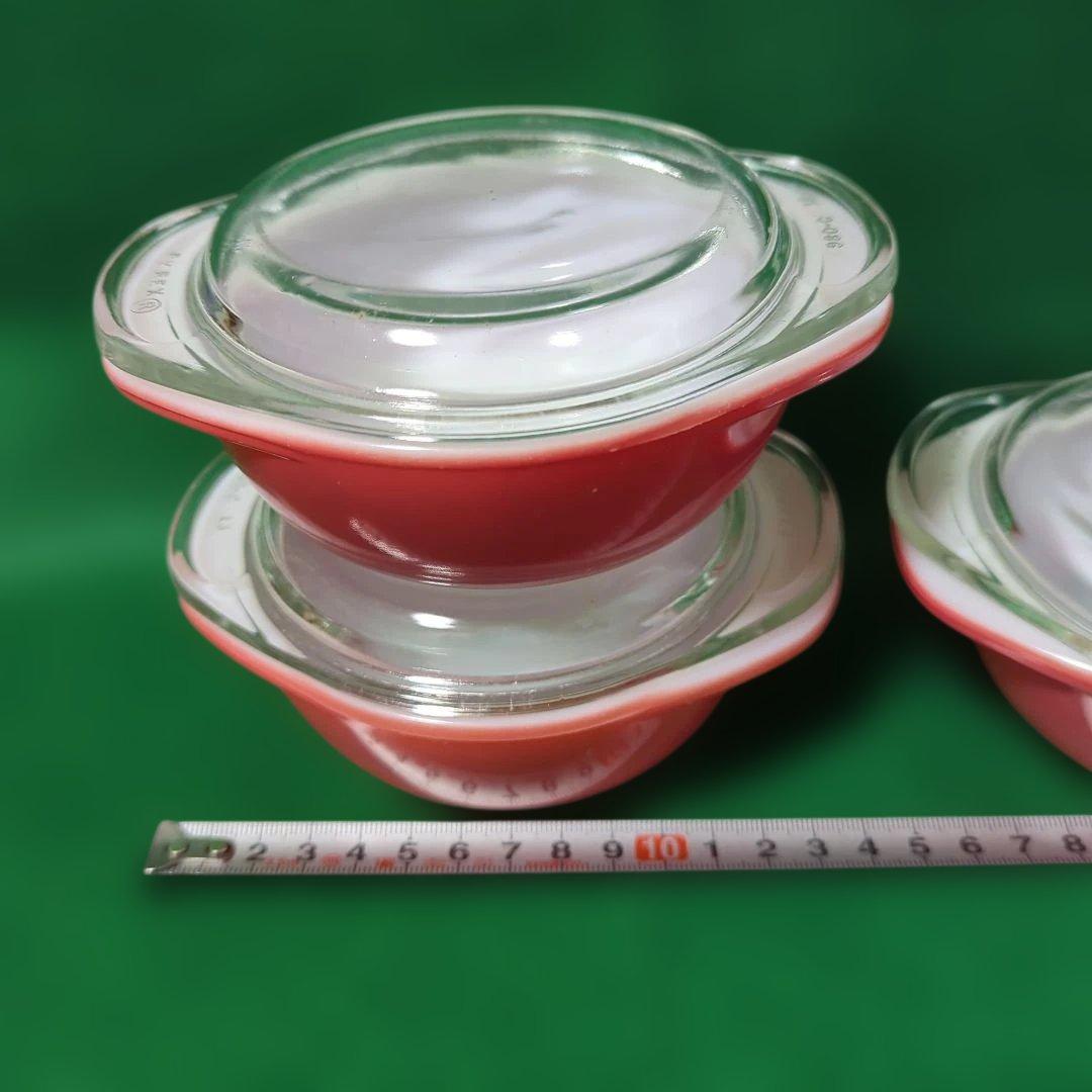 パイレックス フラミンゴピンクのミニキャセロール3個 PYREX
