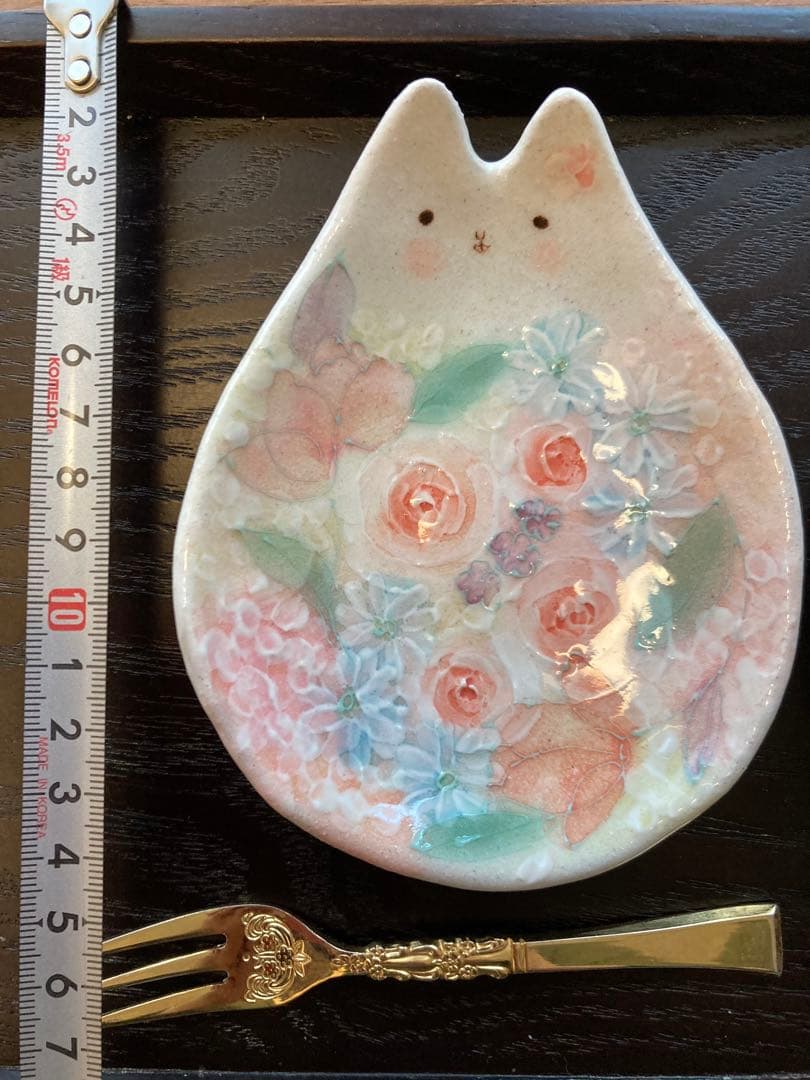 ゆずりは工房 食器 猫 皿 中サイズ せともの 陶器