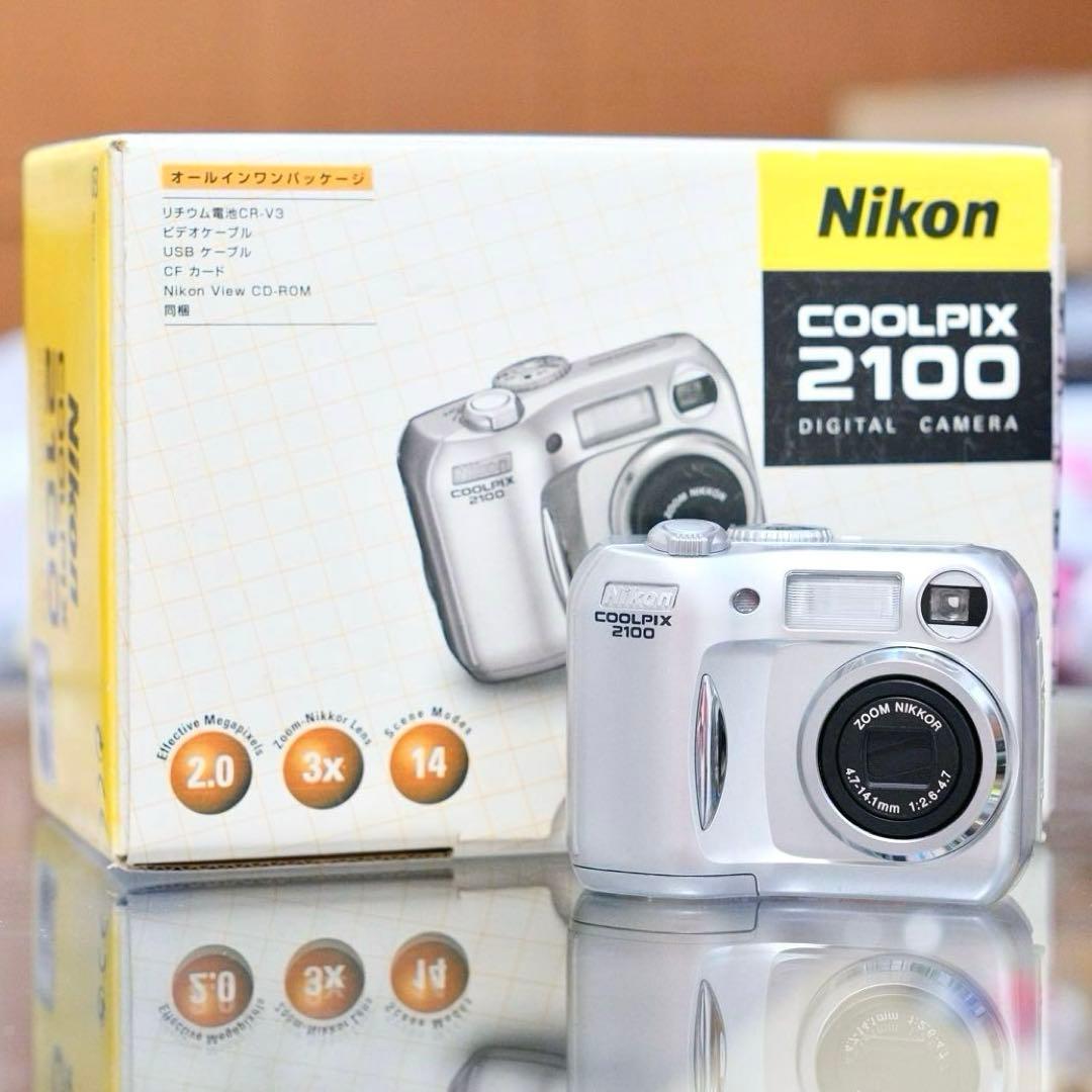 美品動作品 平成レトロ CCD Nikon COOLPIX E2100 元箱付き Yahoo!オークション -「coolpix 2100」の落札相場・落札価格