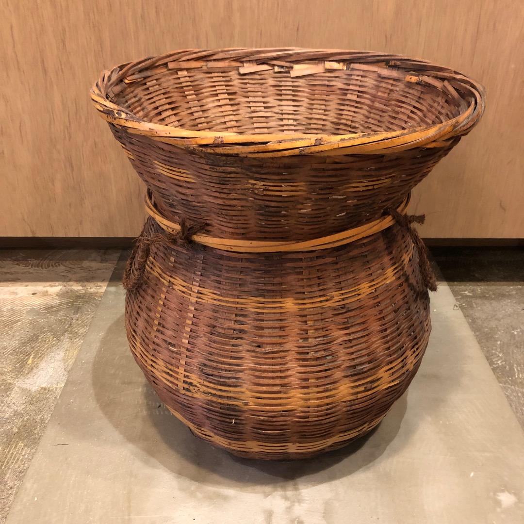 アンティーク】竹製 ひょうたん形バスケット 古かご カゴ バスケット 収納