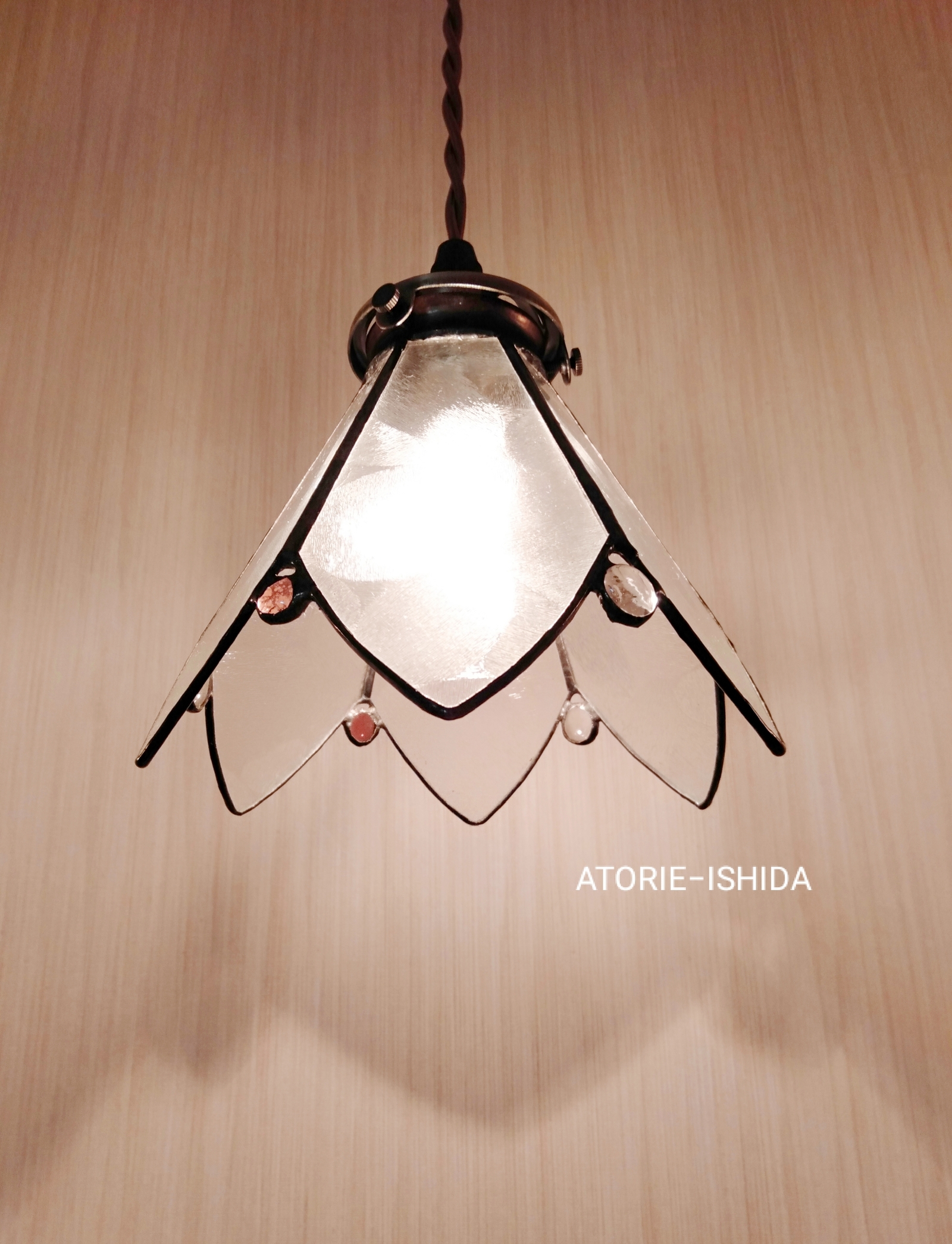 希少 注文制作【昭和レトロペンダントランプ】ステンドグラス 照明