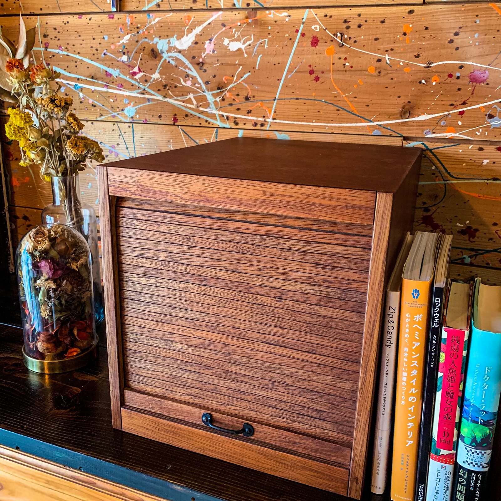 木製 シャッター扉付レターケース ビンテージ アンティーク 古道具