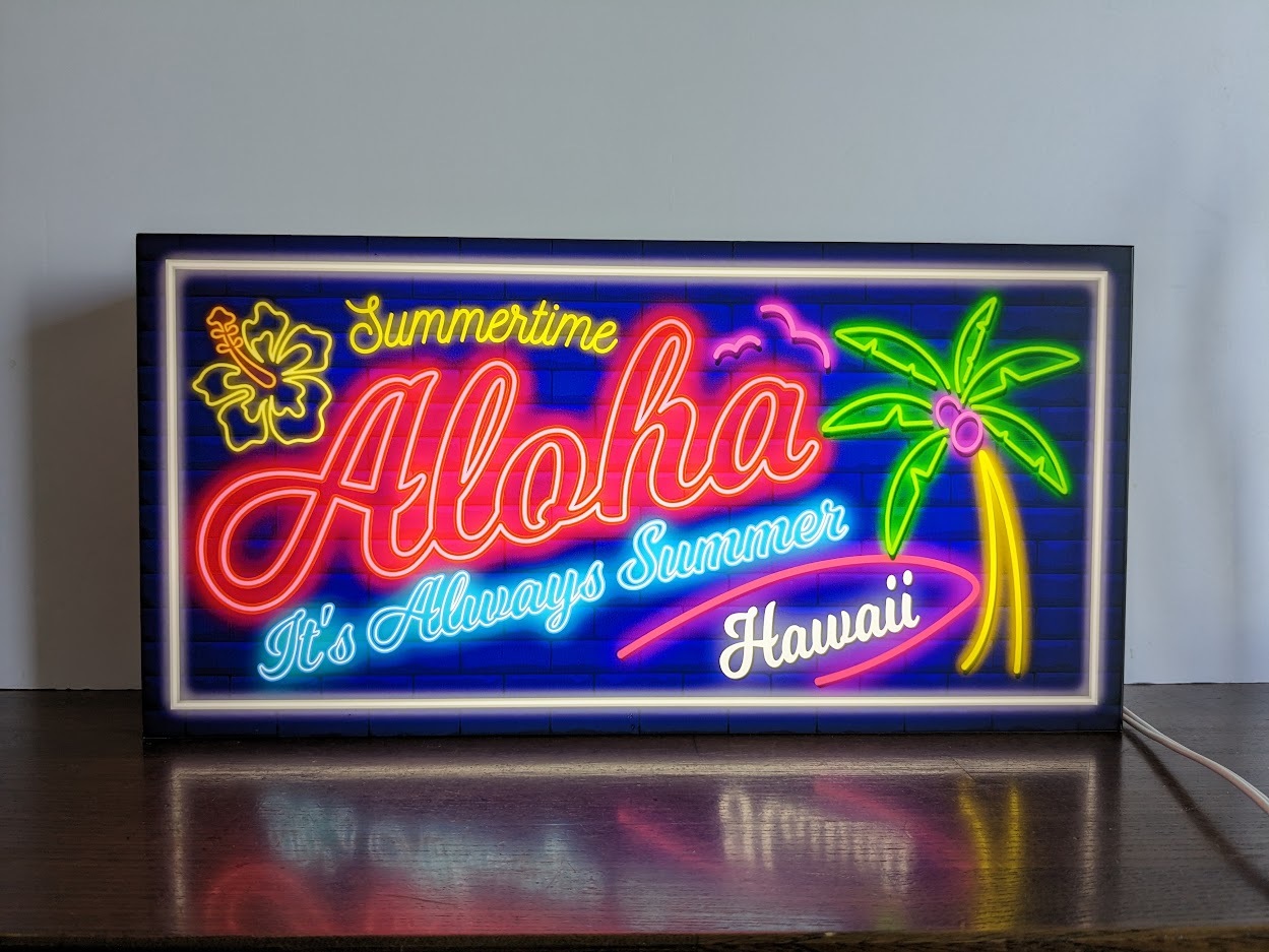 Lサイズ】ハワイ ビーチ アロハ 海 夏 南国 ヤシの木 ハイビスカス