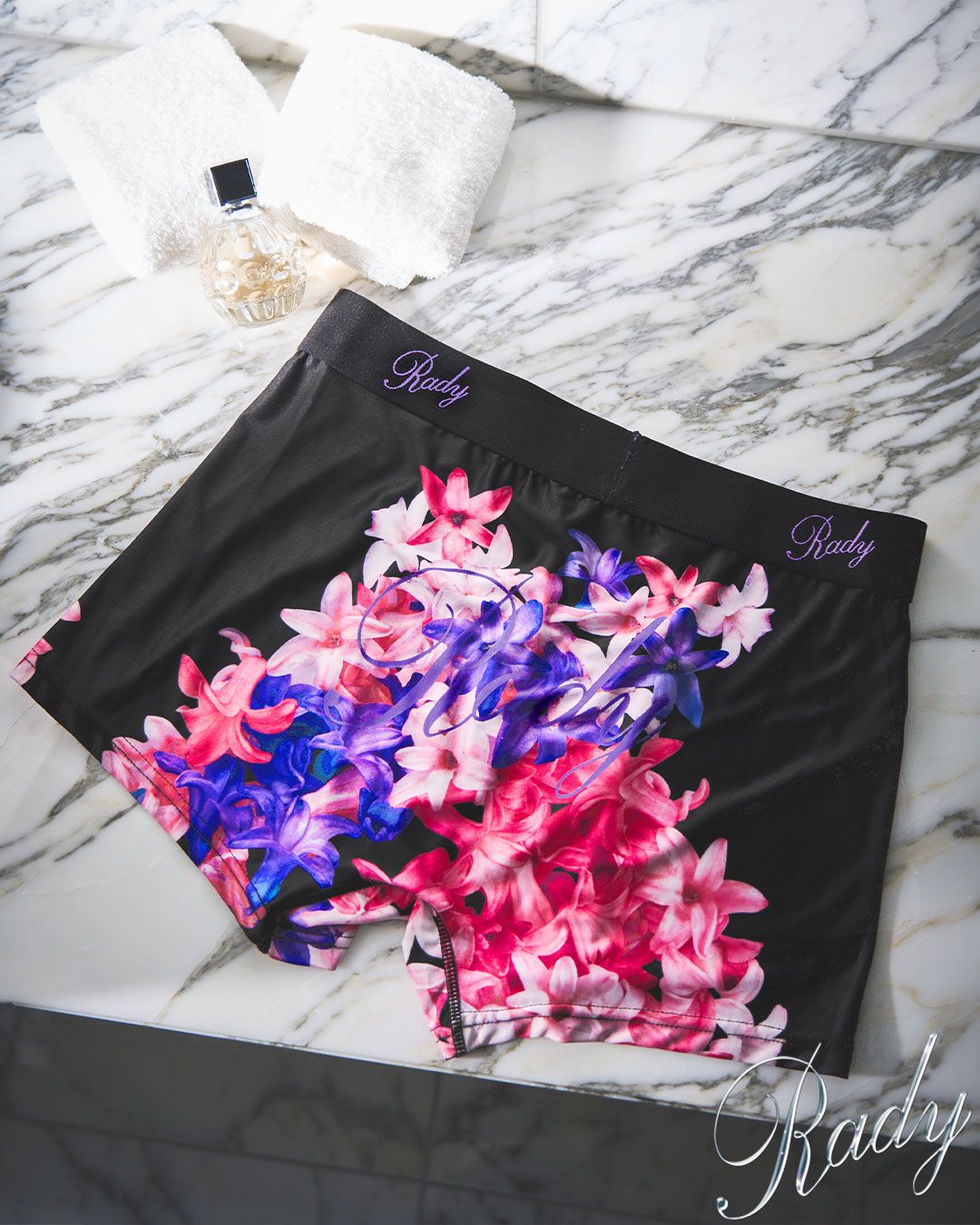 エレガンスフラワーメンズパンティ ブラック×ピンク | ファッション