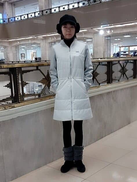 アルチビオ 中綿ダウン ワンピース ファー付き ウエストベルト 38