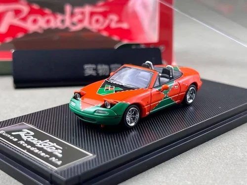 MAZDA MX5 LE MANS LIVERY ORANGE LIGHTS FLIP OPEN 1/64 DIECAST CAR