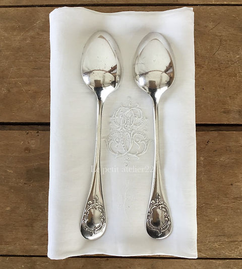 L)(2本セット)フランス アンティーク シルバープレート テーブル