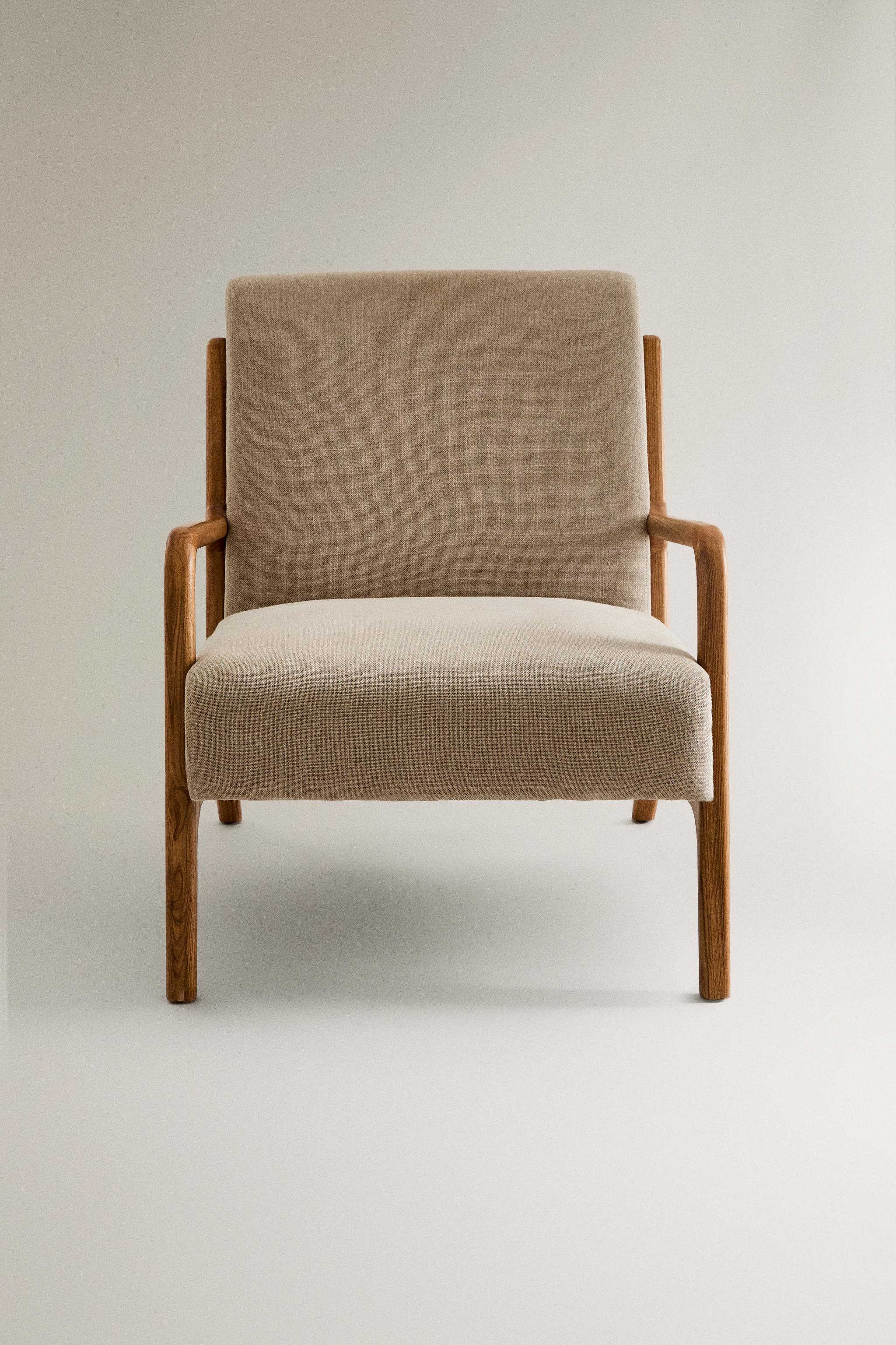 ASH WOOD AND LINEN ACCENT CHAIR - Light beige | ZARA United States