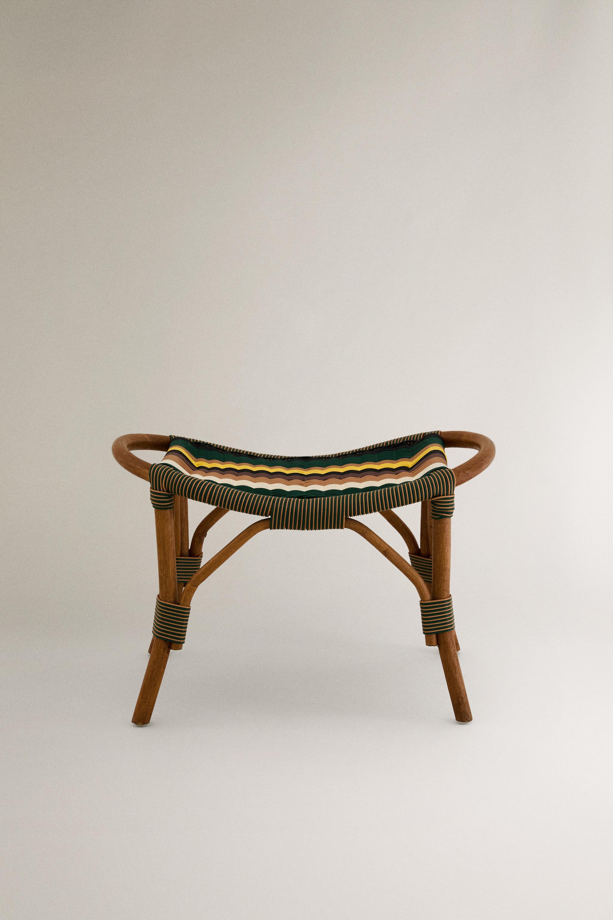 STRIPED RATTAN OTTOMAN - striped | ZARA Turkey