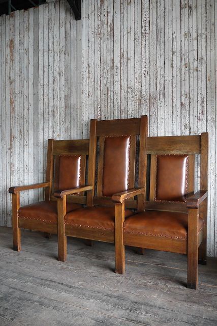 アンティーク フリーメイソン ウッド×レザーチェア - STAGE ANTIQUE