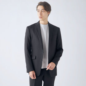 KSW】【年間】2釦シングルスーツ 0タック/ブラック×シャドーストライプ