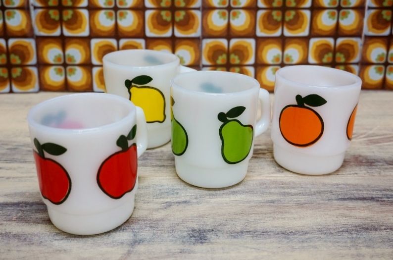 Fire-king ファイヤーキング スーパーフルーツ 4個セット マグカップ