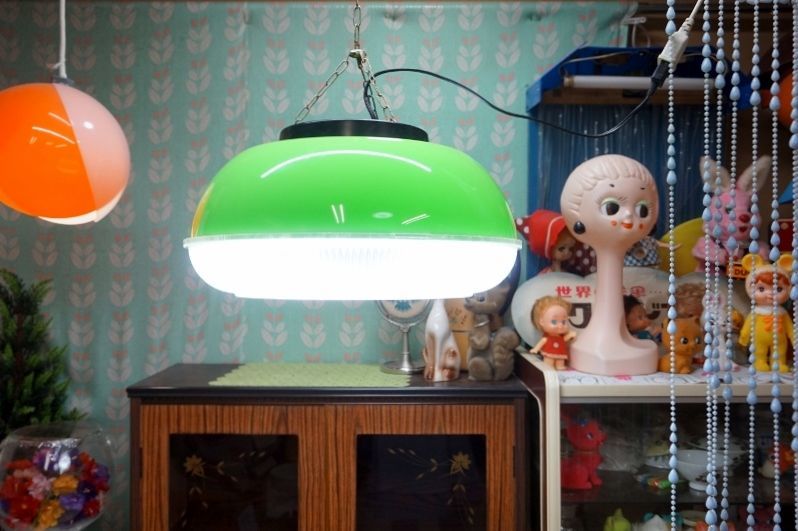 日立 家庭用吊り下げ型蛍光灯器具 照明ライト グリーン ヴィンテージ KG618