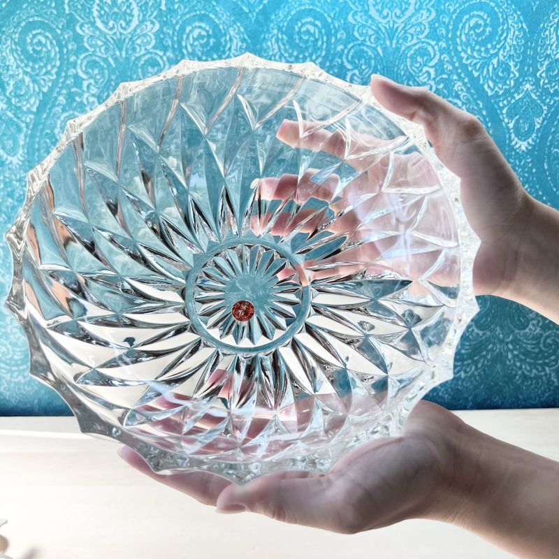 HOYA 保谷ガラス大きなサラダボウル カットガラス 重厚